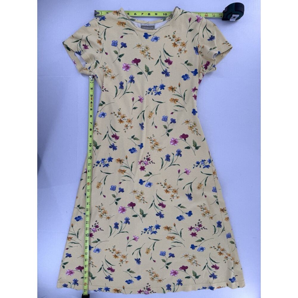 Vtg Coldwater Creek Midi Dress Yellow Floral Cottagecore 90s Feminine Easter - Picture 10 of 12